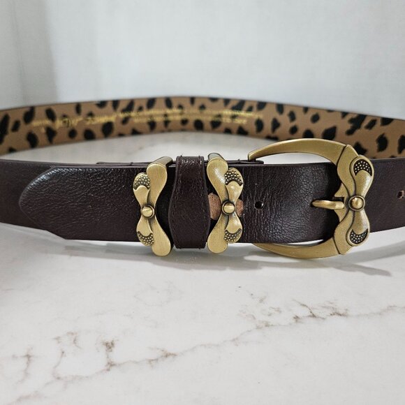 Betsey Johnson Brown Belt, Gold Buckle Man-Made Material Size L 40 Inches - Picture 8 of 11